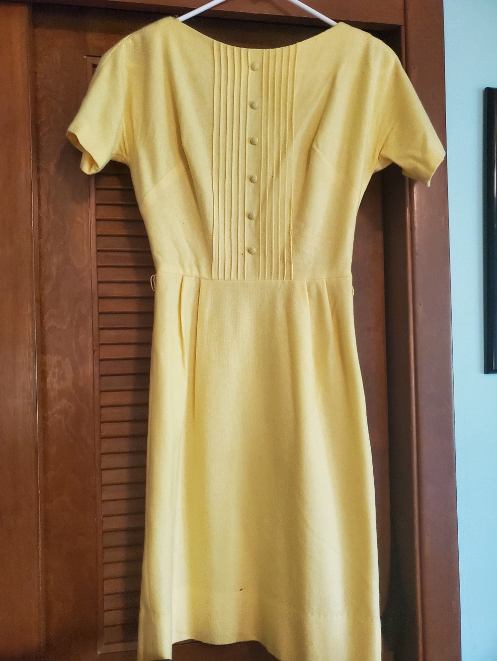 Vintage 1960s Yellow Midi Dress with Pleated Bodice